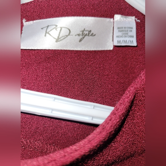 RD Style Medium Wine Red Midi Dress with Short Sleeves - Picture 4 of 6